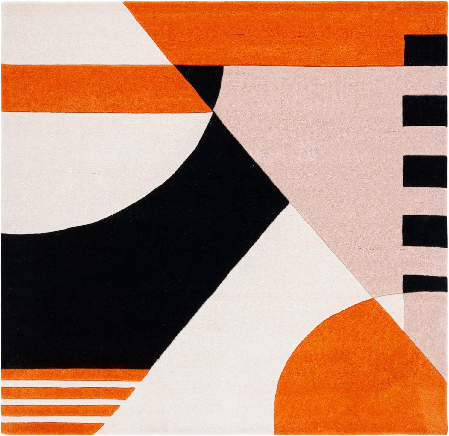 image:imageSAFAVIEH Rodeo Drive Collection Area Rug 8 Square Gold Handmade MidCentury Modern Abstract Wool Ideal for High Traffic Areas in Living Room Bedroom RD863AIvoryRust