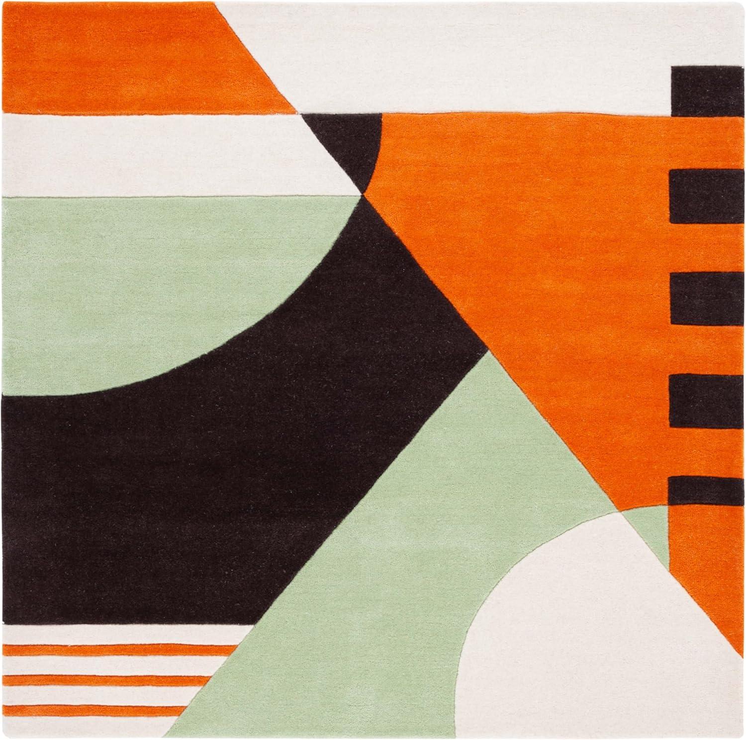 image:imageSAFAVIEH Rodeo Drive Collection Area Rug 8 Square Gold Handmade MidCentury Modern Abstract Wool Ideal for High Traffic Areas in Living Room Bedroom RD863AGreenBrown