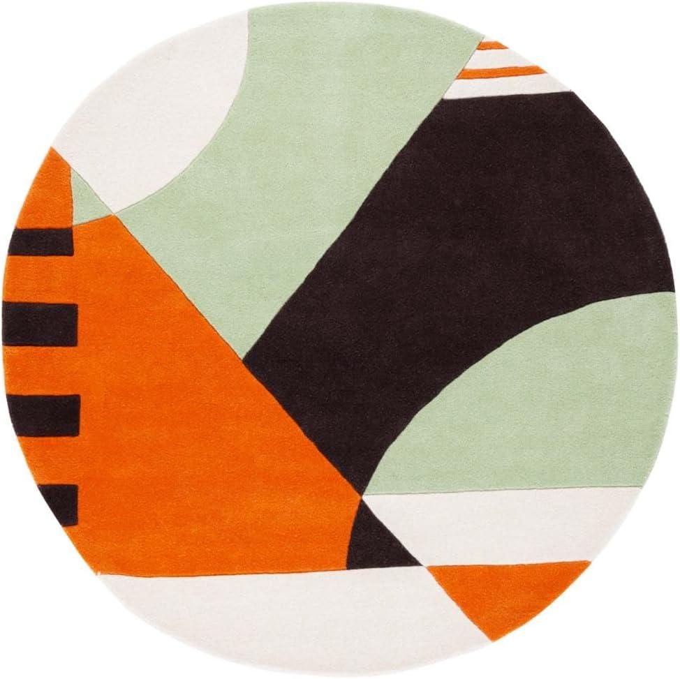 image:imageSAFAVIEH Rodeo Drive Collection Area Rug 8 Square Gold Handmade MidCentury Modern Abstract Wool Ideal for High Traffic Areas in Living Room Bedroom RD863AGreenBrown