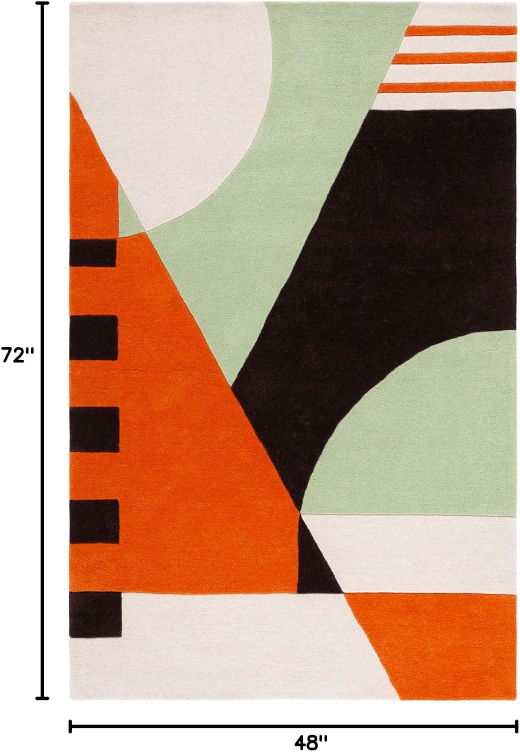 image:imageSAFAVIEH Rodeo Drive Collection Area Rug 8 Square Gold Handmade MidCentury Modern Abstract Wool Ideal for High Traffic Areas in Living Room Bedroom RD863AGreenBrown