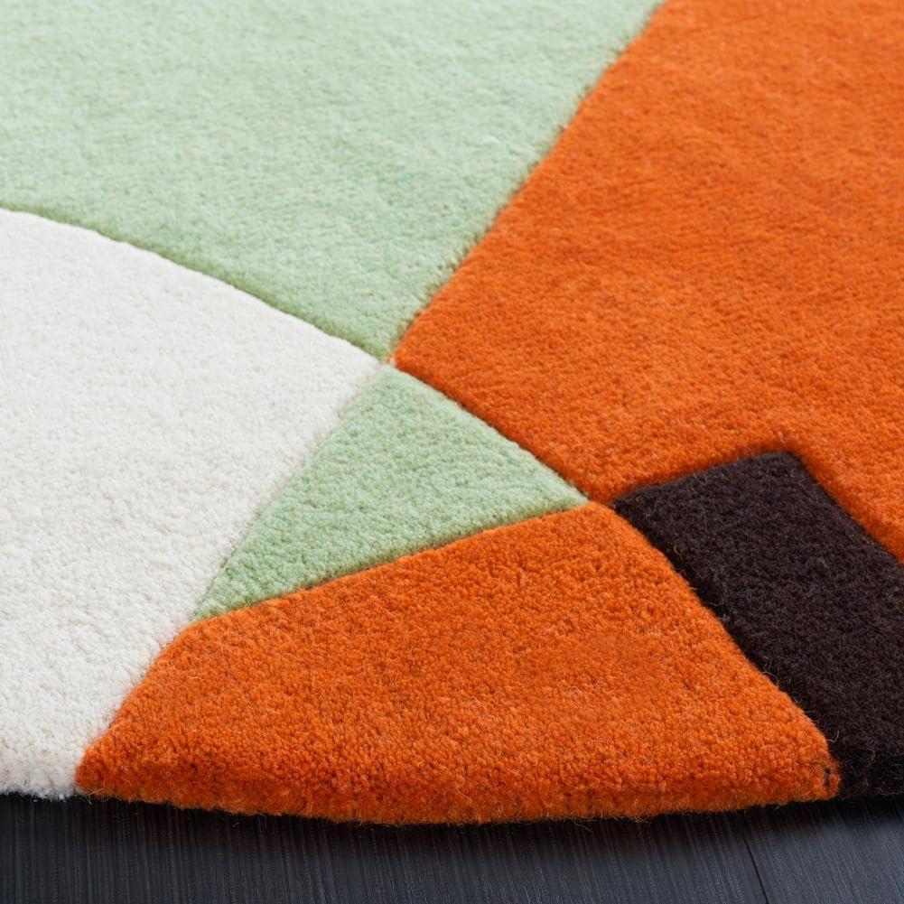 image:imageSAFAVIEH Rodeo Drive Collection Area Rug 8 Square Gold Handmade MidCentury Modern Abstract Wool Ideal for High Traffic Areas in Living Room Bedroom RD863AGreenBrown