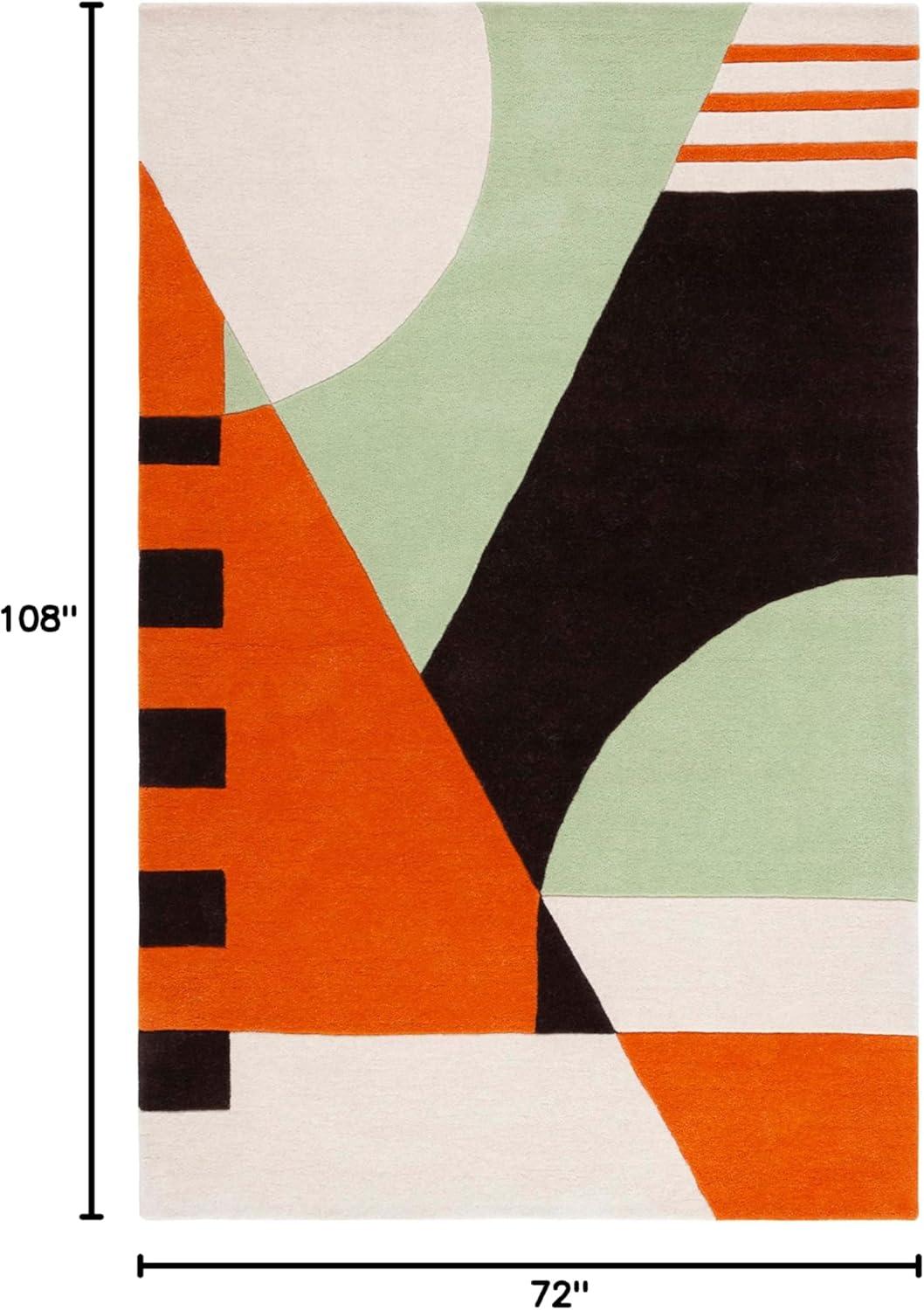 image:imageSAFAVIEH Rodeo Drive Collection Area Rug 8 Square Gold Handmade MidCentury Modern Abstract Wool Ideal for High Traffic Areas in Living Room Bedroom RD863AGreenBrown