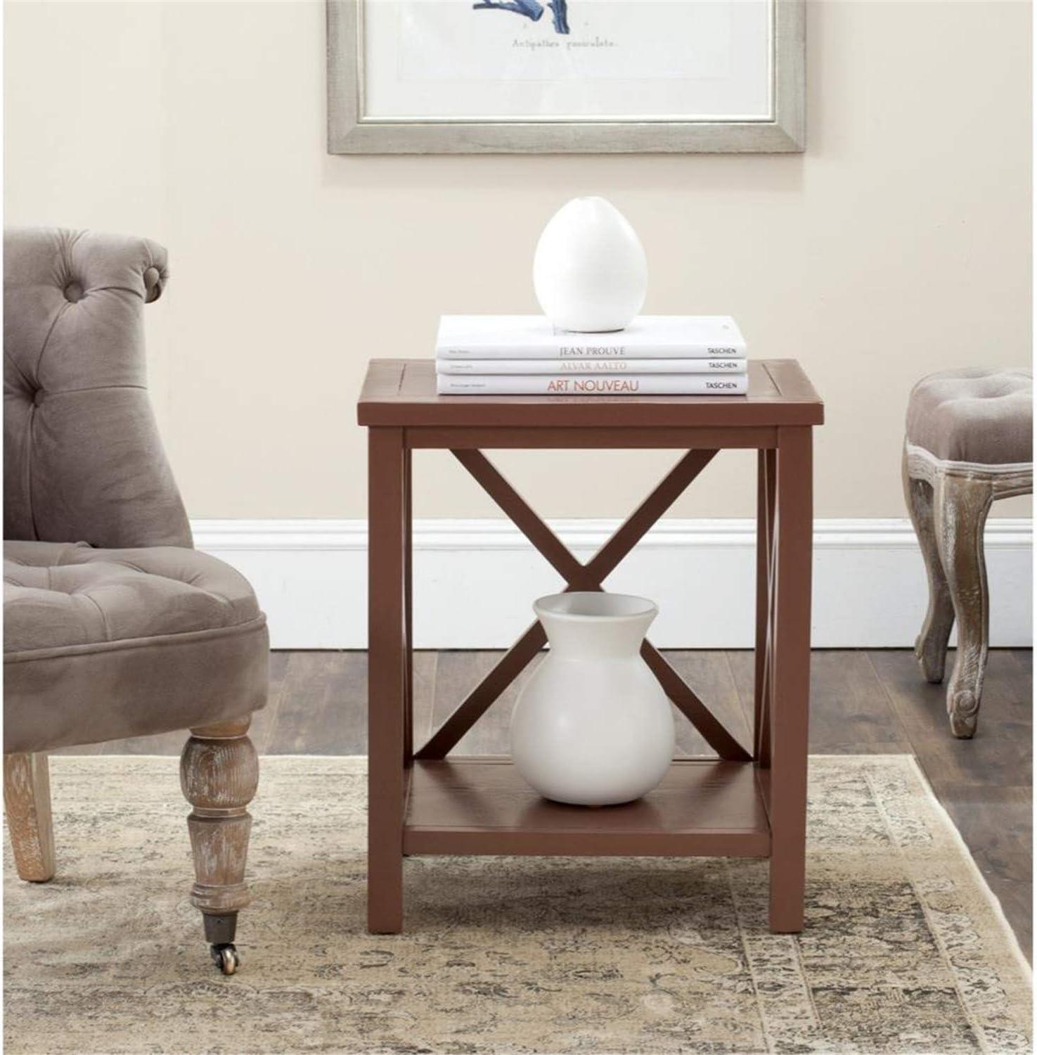 image:imageSafavieh American Homes Collection Candence Barley Cross Back End TableChocolate