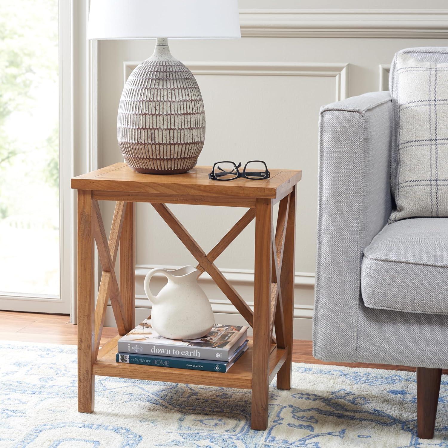 image:imageSafavieh American Homes Collection Candence Barley Cross Back End TableOak