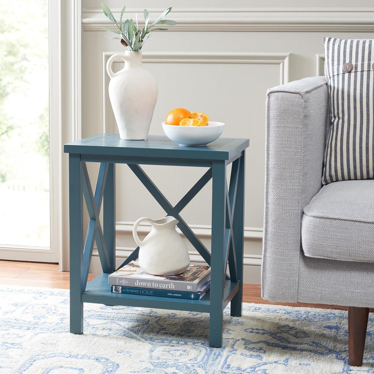 image:imageSafavieh American Homes Collection Candence Barley Cross Back End TableTeal