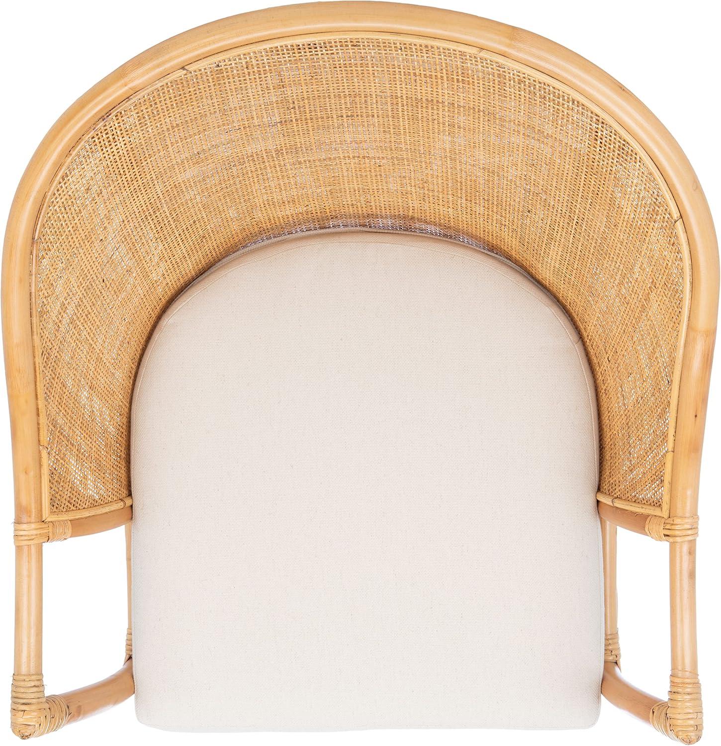 image:imageSafavieh Home Collection Dustin Rattan Cushion Accent Chair NaturalWhiteNatural White
