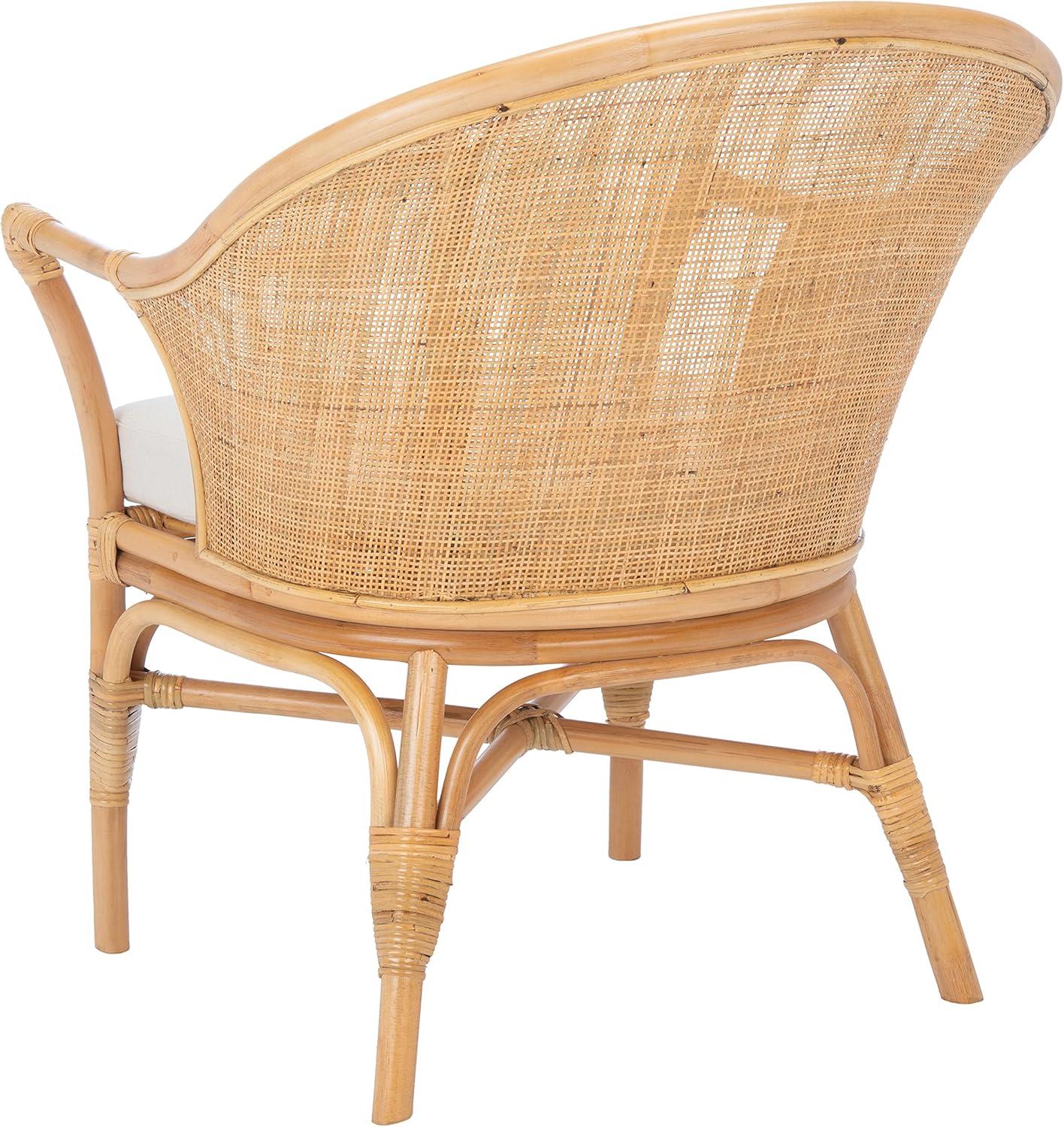 image:imageSafavieh Home Collection Dustin Rattan Cushion Accent Chair NaturalWhiteNatural White