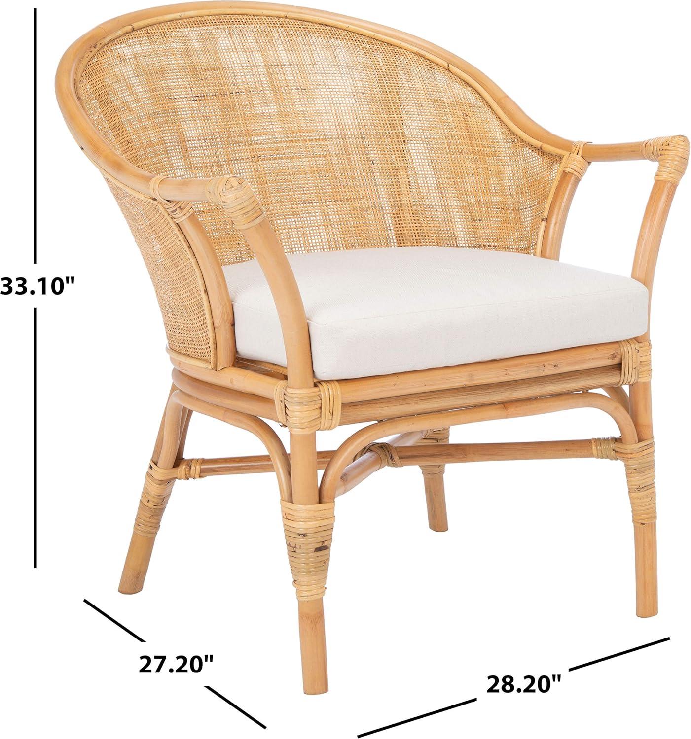 image:imageSafavieh Home Collection Dustin Rattan Cushion Accent Chair NaturalWhiteNatural White