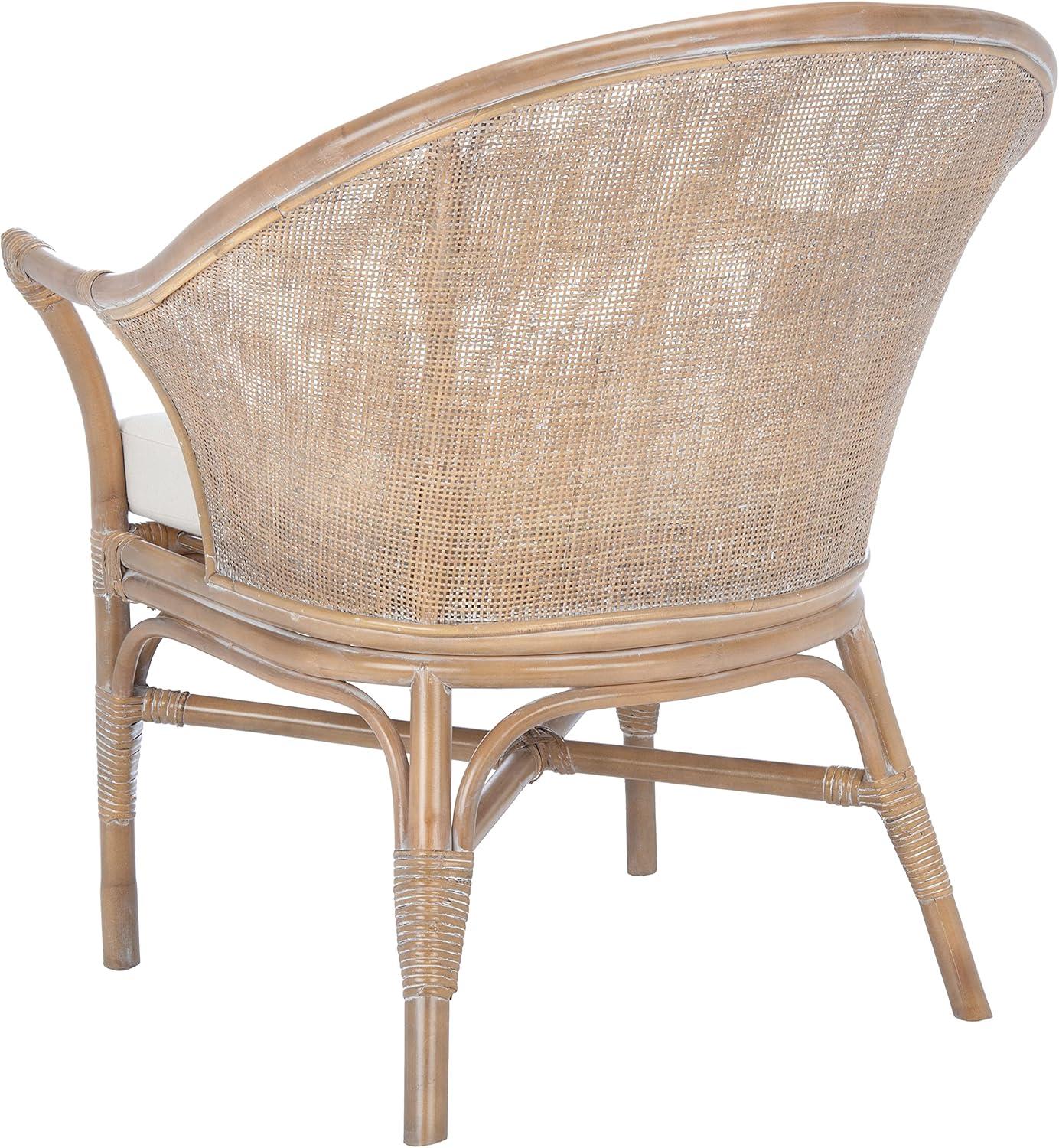 image:imageSafavieh Home Collection Dustin Rattan Cushion Accent Chair NaturalWhiteWhite Washed White