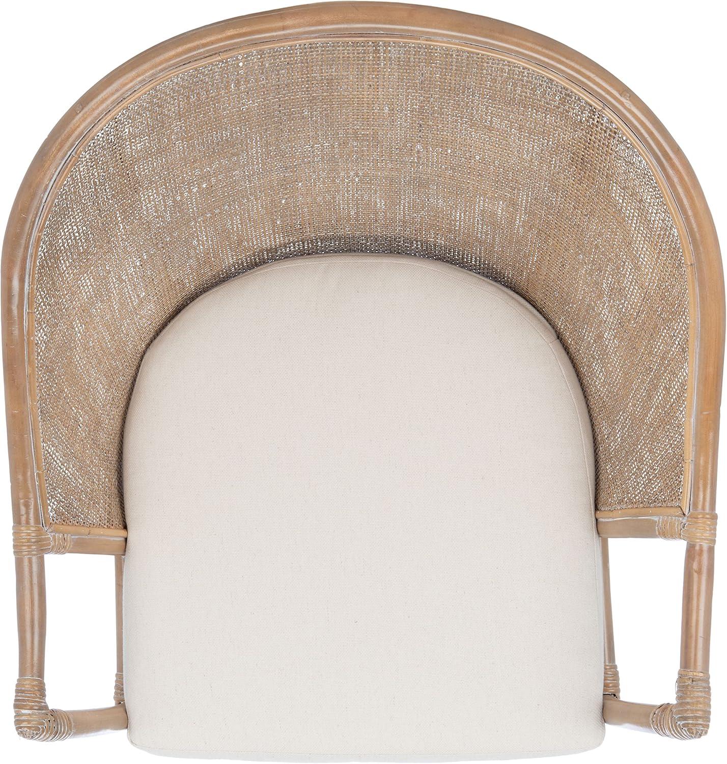 image:imageSafavieh Home Collection Dustin Rattan Cushion Accent Chair NaturalWhiteWhite Washed White
