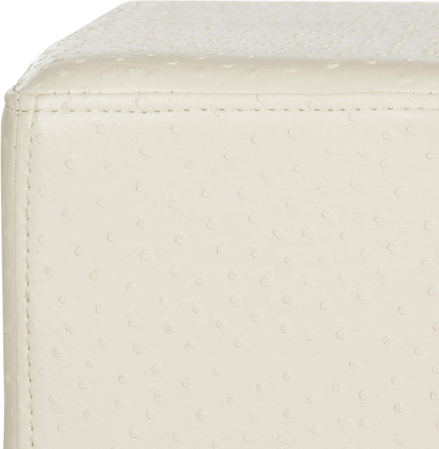 image:imageSafavieh Home Collection Julian Faux Ostrich Cream Tray OttomanCream Gold