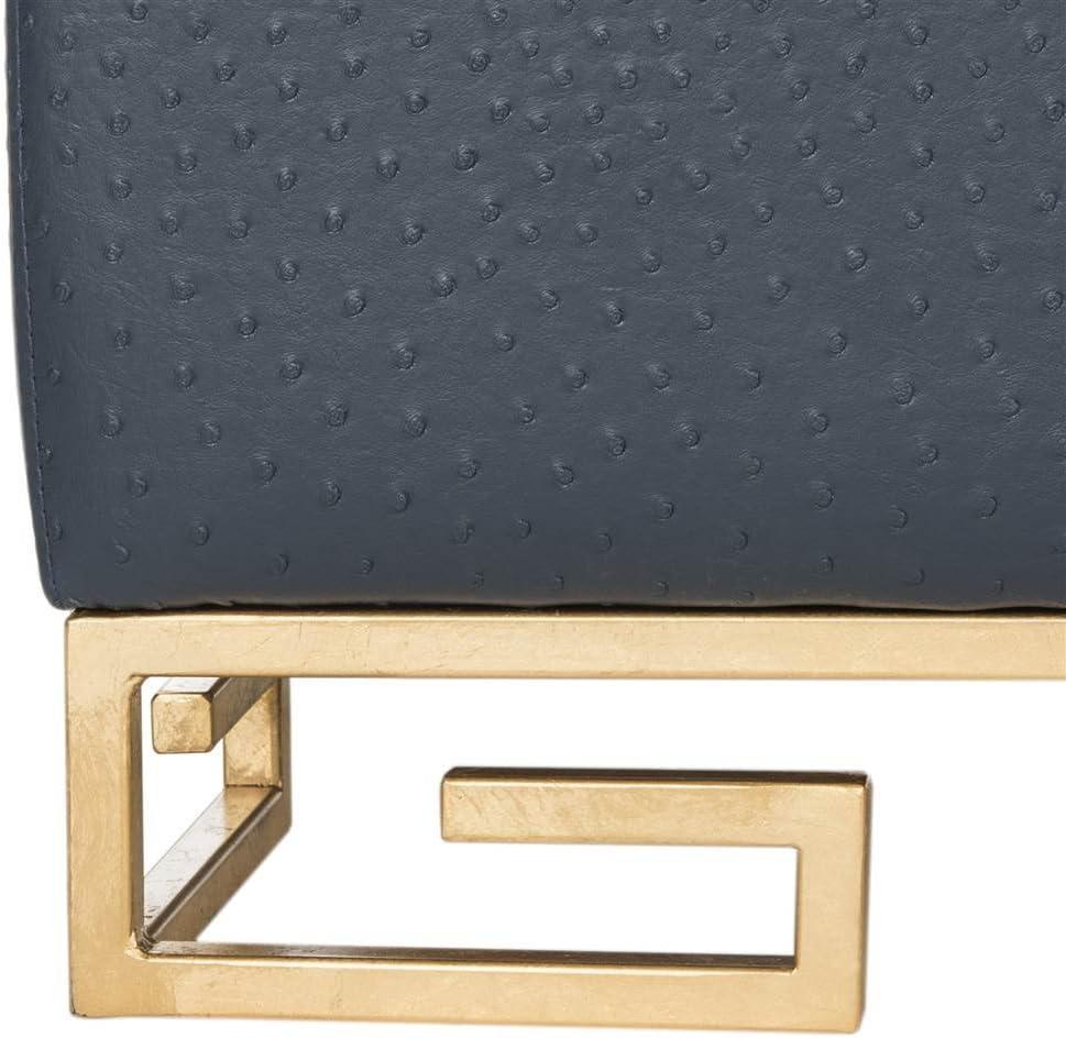 image:imageSafavieh Home Collection Julian Faux Ostrich Cream Tray OttomanNavy Gold