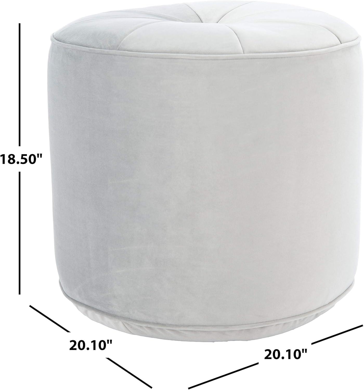 image:imageSafavieh Home Hawkem Light Grey Velvet Cylinder OttomanLight Grey