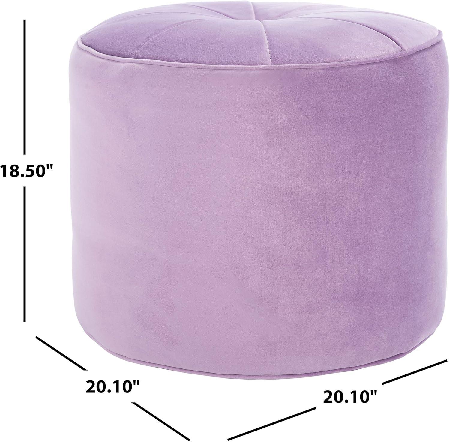 image:imageSafavieh Home Hawkem Light Grey Velvet Cylinder OttomanLilac