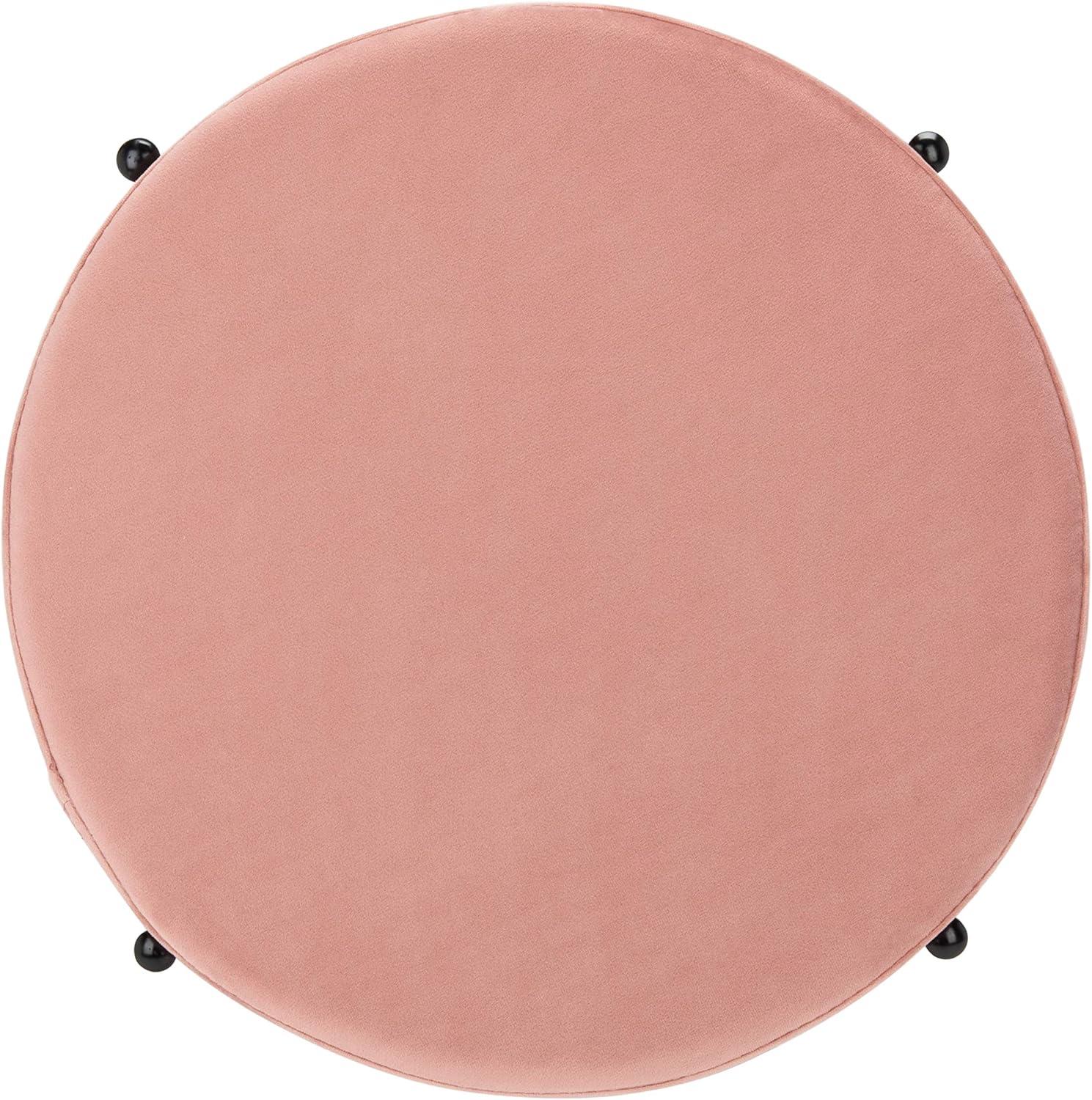 image:imageSafavieh Home Lisbon Glam Velvet Round Ottoman Dusty RoseBlackDusty Rose Black