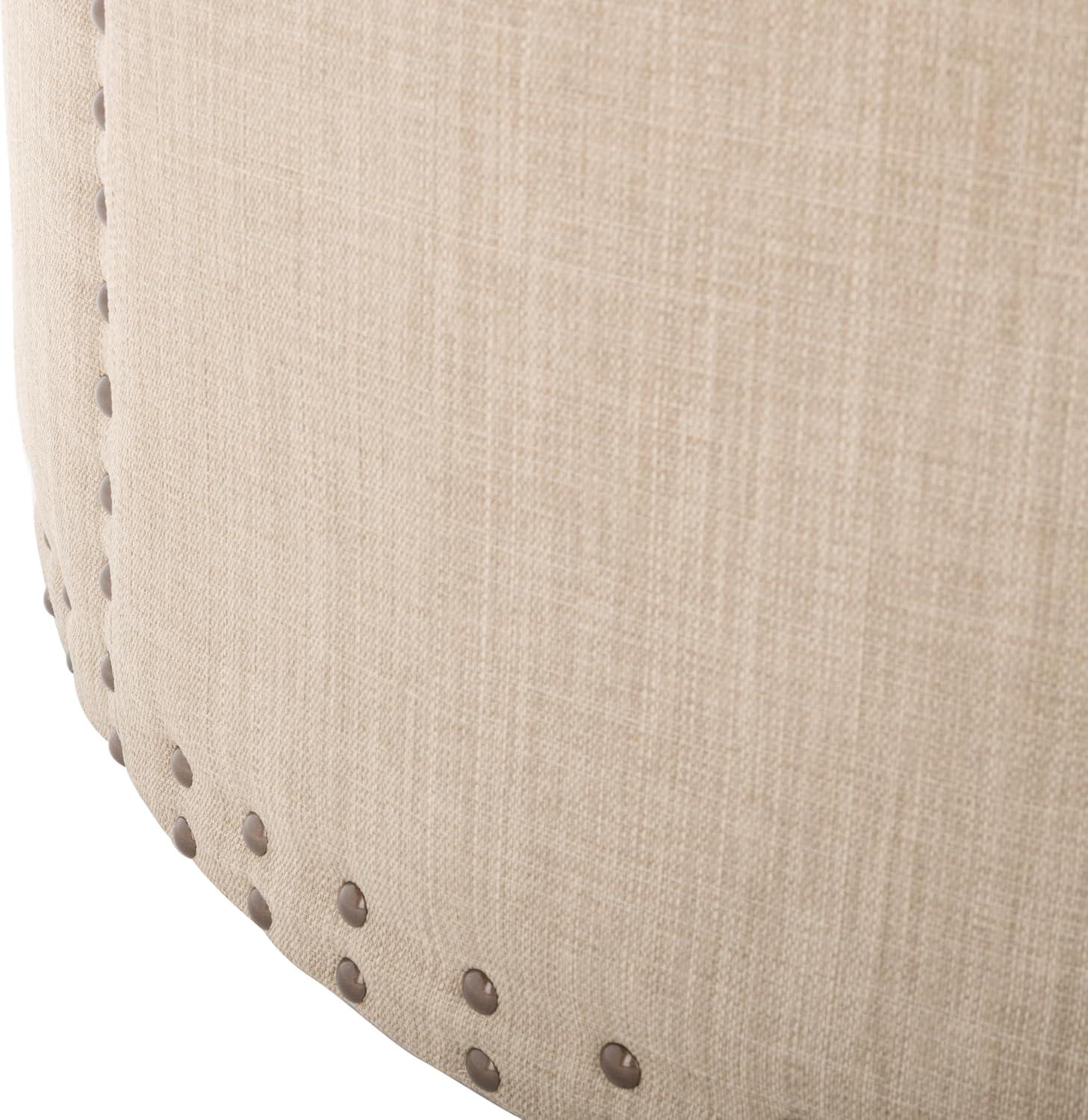 image:imageSafavieh Mercer Collection Faith Beige Nailhead Round OttomanBeige
