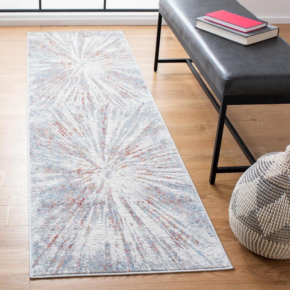image:imageSAFAVIEH Area Rug 8x10 Amelia Collection Large Grey amp Blue Modern Design NonShedding amp Easy Cleaning Ideal for Living Room Bedroom Office Dining Space ALA449FGreyRust