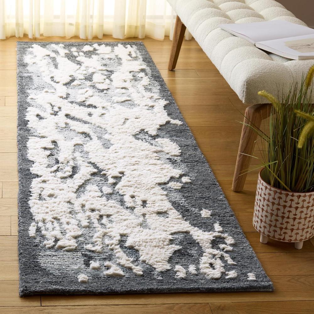 image:imageSAFAVIEH Casablanca Collection Area Rug 5 x 8 Dark Grey amp Ivory Handmade Wool 1inch Thick Ideal for the Living Room Dining Bedroom CSB445HDark GreyIvory