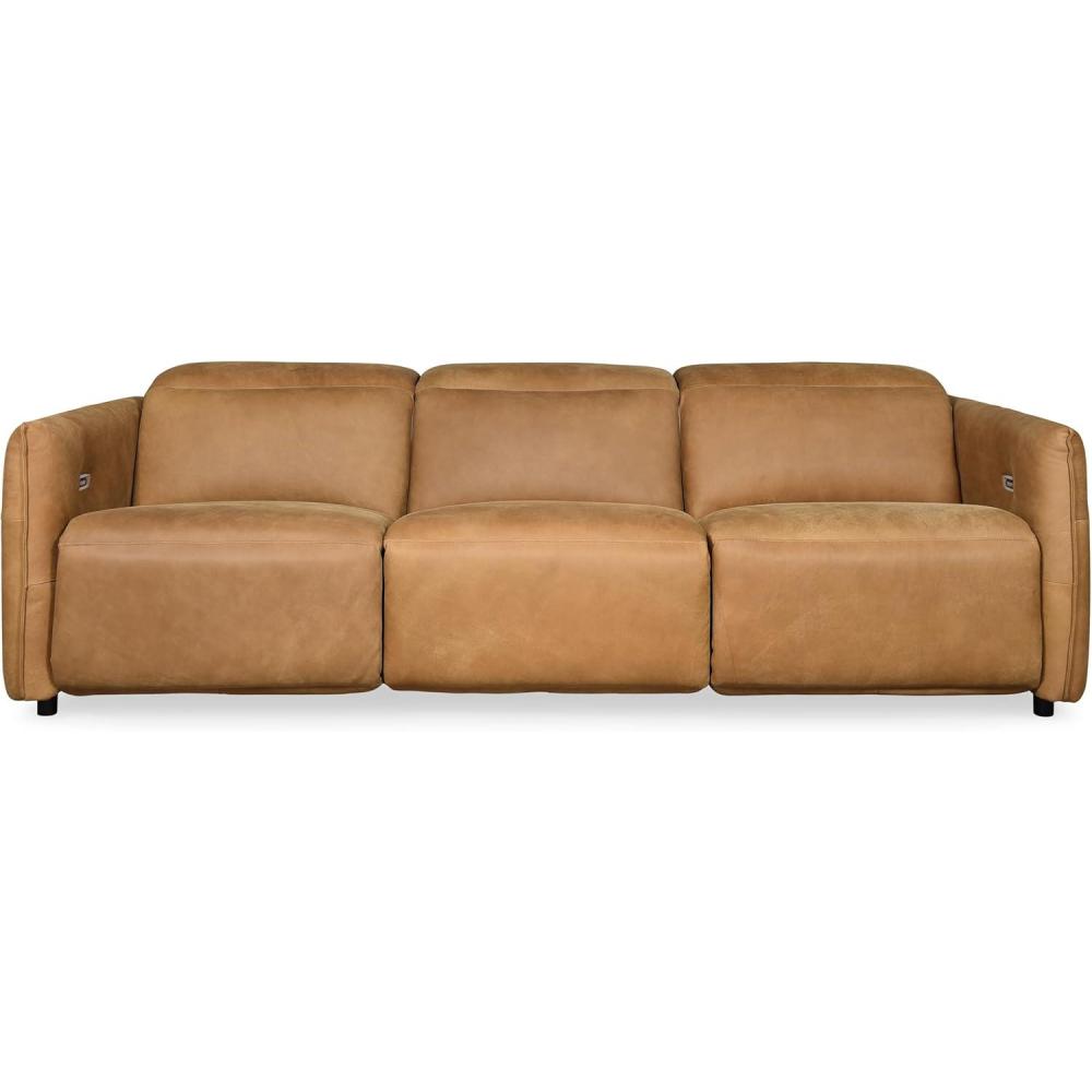image:imageSAFAVIEH Couture Doug Reclining Sofa Brown Leather USB Charging Port Ideal for Living Room Family Room 107 W x 42 D x 30 H SFV2412ABrown
