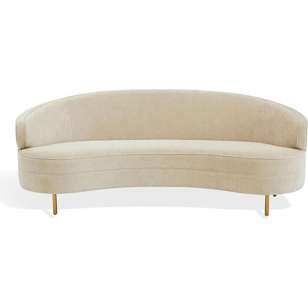 image:imageSAFAVIEH Couture Primrose Curved Sofa Taupe Chenille Upholstery Ideal for Living Room Family Room 894 W x 44 D x 33 H SFV4715F