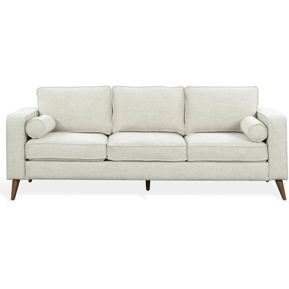 image:imageSAFAVIEH Couture Robertson Sofa MidCentury Modern Style Taupe Chenille Upholstery Ideal for Living Room Family Room 92 W x 368 D x 34 H SFV6120ATaupe
