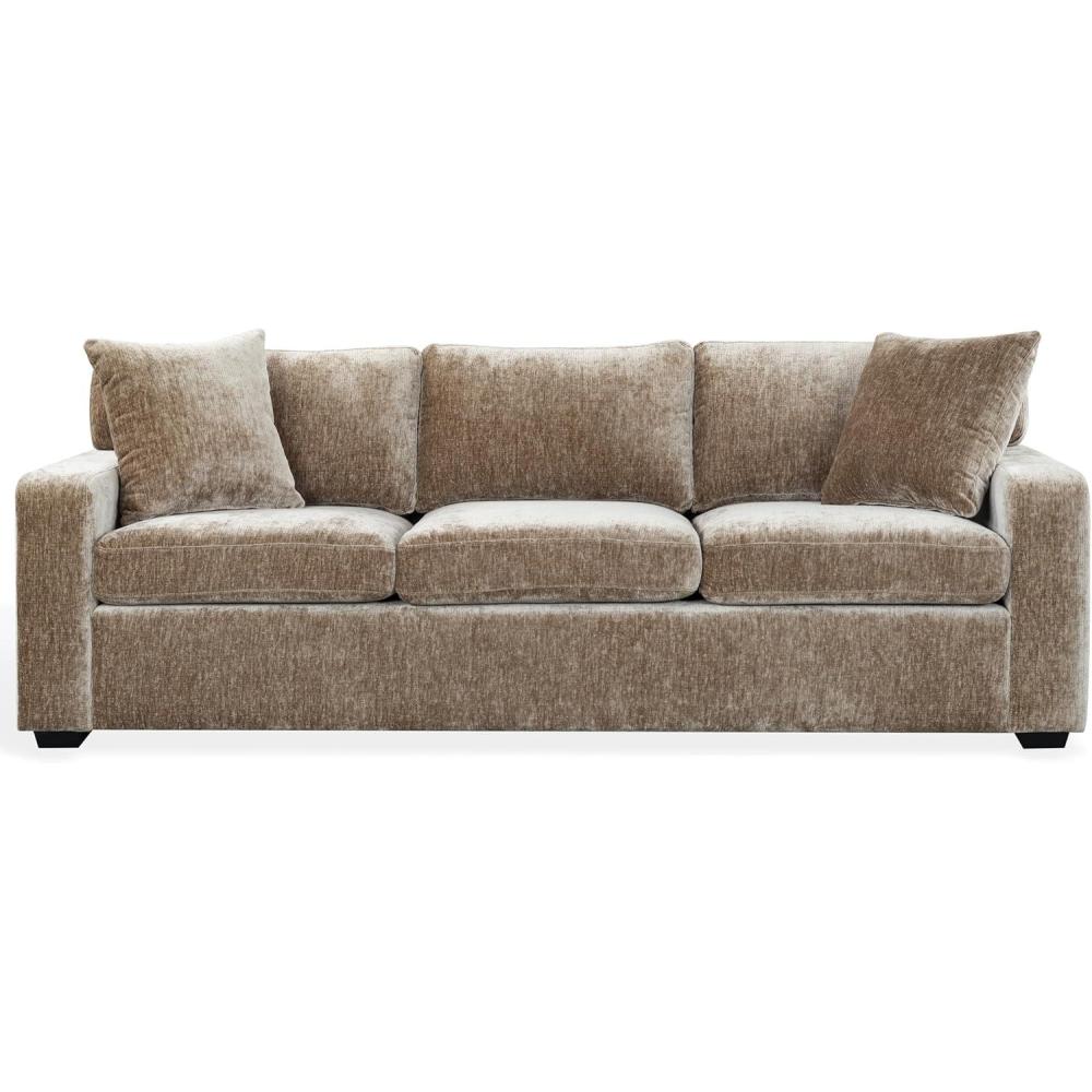 image:imageSAFAVIEH Couture Vasquez 3Seat Sofa Dark Green Chenille Upholstery Ideal for Living Room Family Room 92 W x 375 D x 343 H SFV6119ABrown