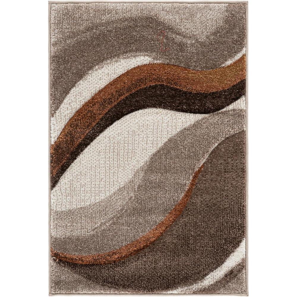 image:imageSAFAVIEH Hollywood Collection Area Rug  53 x 76 Grey amp Blue MidCentury Modern Design NonShedding amp Easy Care Ideal for High Traffic Areas in Living Room Bedroom HLW766FBeigeBrown