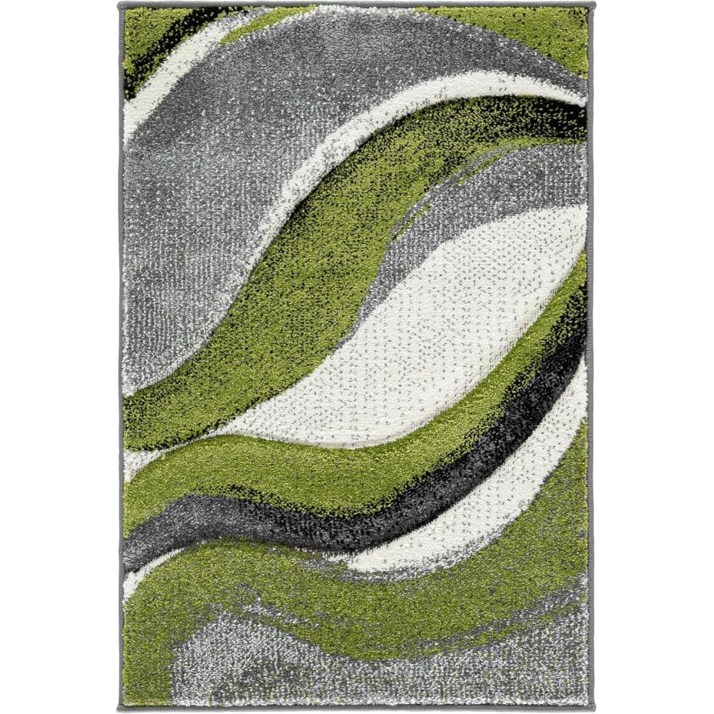 image:imageSAFAVIEH Hollywood Collection Area Rug  53 x 76 Grey amp Blue MidCentury Modern Design NonShedding amp Easy Care Ideal for High Traffic Areas in Living Room Bedroom HLW766FGreyGreen