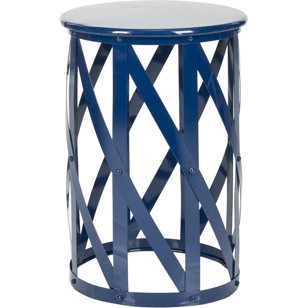 image:imageSAFAVIEH Home Collection Bertram Grey 21inch Lattice Living Room Bedroom Entryway Foyer Bathroom Accent Side End Table StoolBlue