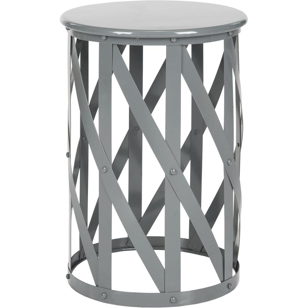 image:imageSAFAVIEH Home Collection Bertram Grey 21inch Lattice Living Room Bedroom Entryway Foyer Bathroom Accent Side End Table StoolGrey