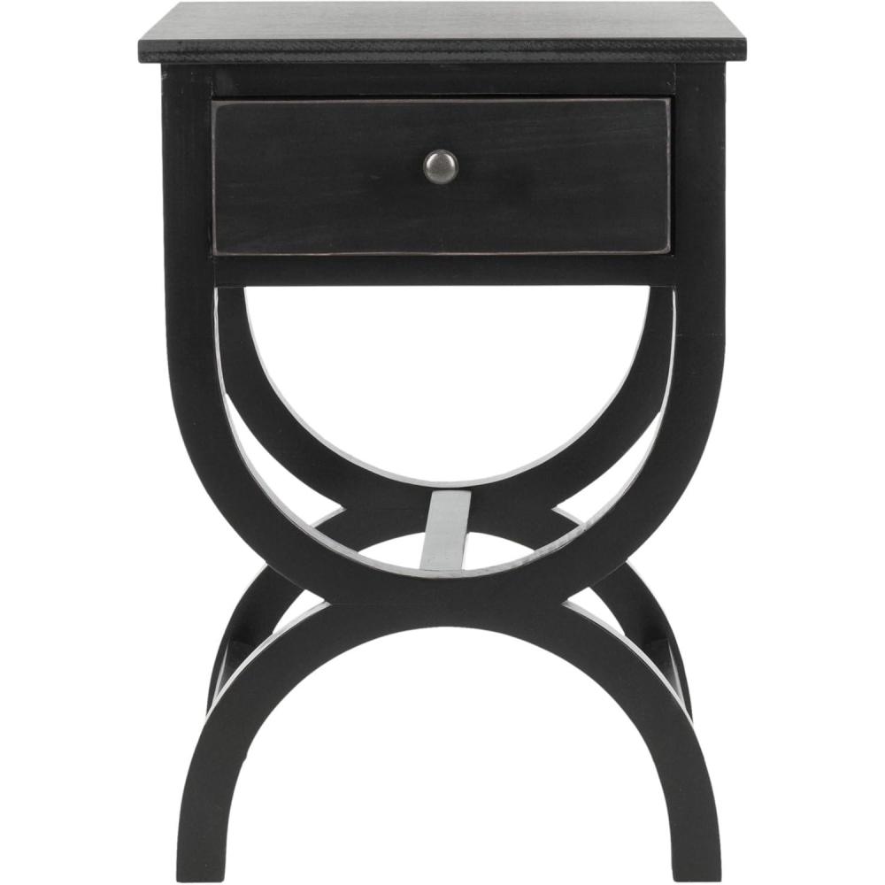 image:imageSAFAVIEH Home Collection Maxine Walnut Brown 1Drawer Accent Table Nightstand Bedside Accent Table Fully AssembledBlack