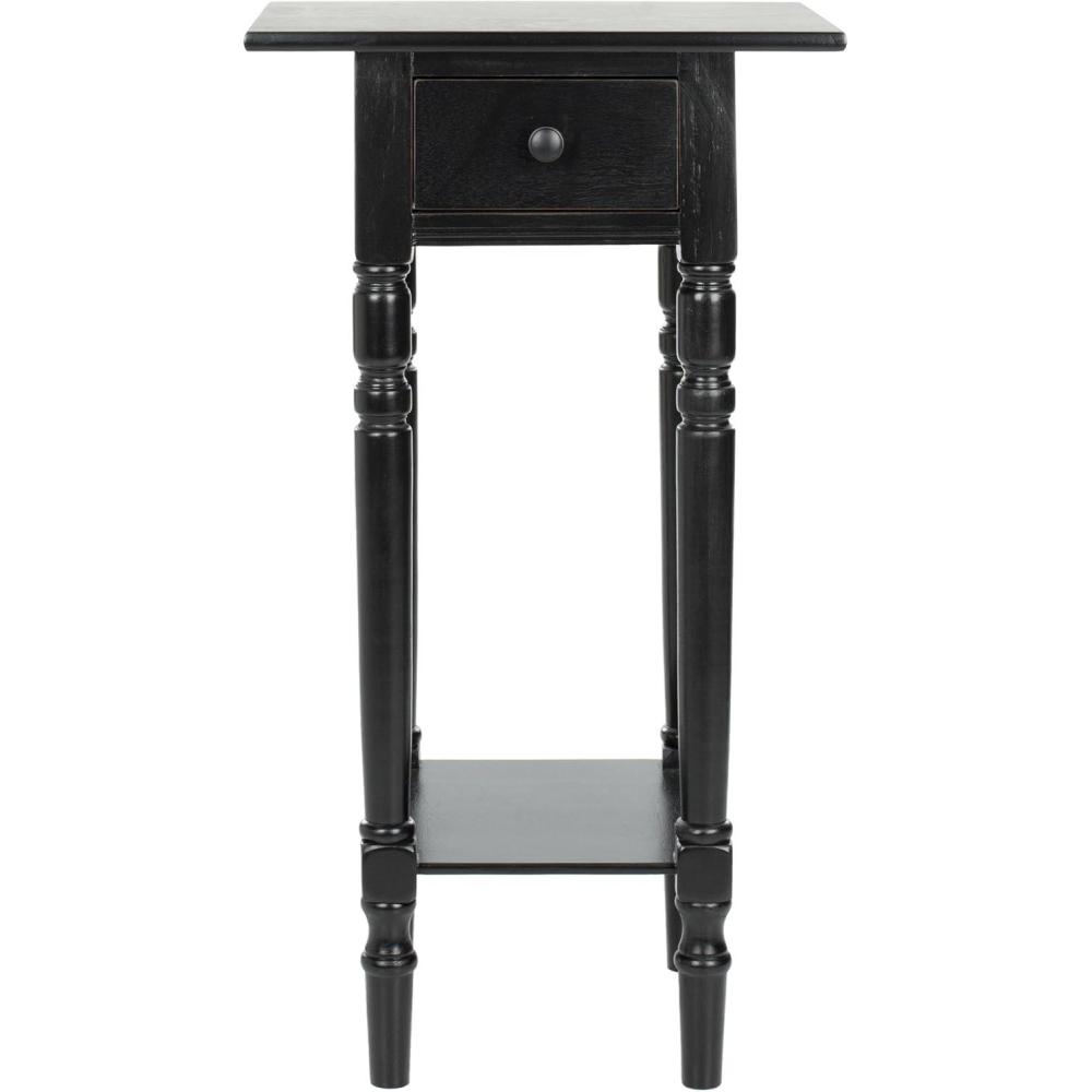 image:imageSAFAVIEH Home Collection Sabrina Cherry Side Table with DrawerDistressed Black