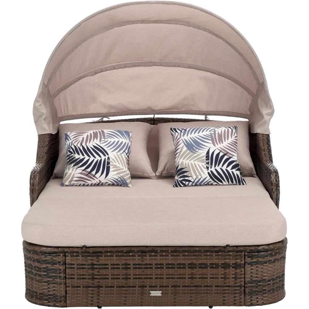 image:imageSAFAVIEH Outdoor Collection Baloo Grey BrownLight Grey DaybedGrey BrownLight Grey