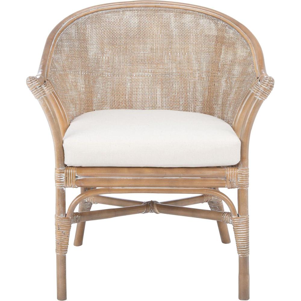 image:imageSafavieh Home Collection Dustin Rattan Cushion Accent Chair NaturalWhiteWhite Washed  White