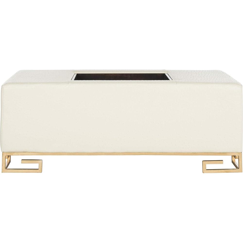 image:imageSafavieh Home Collection Julian Faux Ostrich Cream Tray OttomanCream Gold