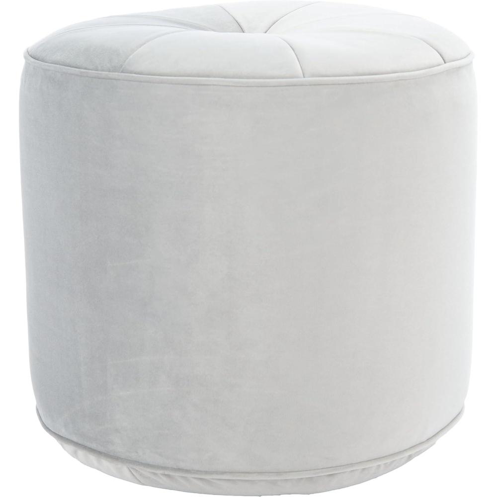 image:imageSafavieh Home Hawkem Light Grey Velvet Cylinder OttomanLight Grey