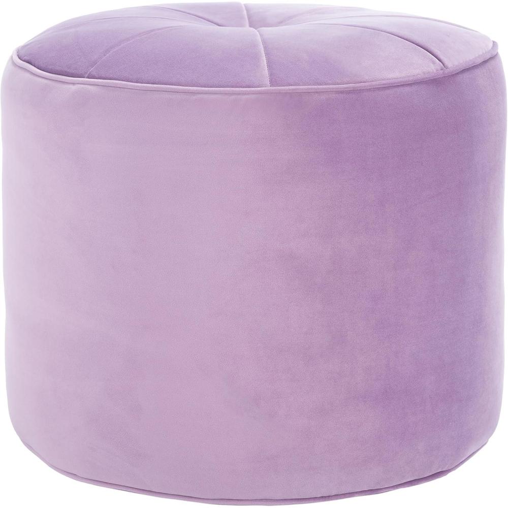 image:imageSafavieh Home Hawkem Light Grey Velvet Cylinder OttomanLilac