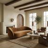 SAFAVIEH Couture – Jocelyne Sofa – Modern Curved Design – Brown Velvet & Walnut – Ideal for Living Room, Family Room, 85″ W x 36.8″ D x 30″ H (SFV7519A)(Brown/Walnut)