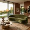 SAFAVIEH Couture – Primrose Curved Sofa – Olive Green Chenille Upholstery – Ideal for Living Room, Family Room, 89.4″ W x 44″ D x 33″ H (SFV4715G)