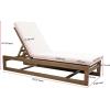 SAFAVIEH Couture Outdoor Collection Saint Vincent Natural/Beige Cushion Solid Wood Chaise Lounge Chair