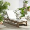 SAFAVIEH Couture Outdoor Collection Saint Vincent Natural/Beige Cushion Solid Wood Chaise Lounge Chair