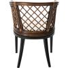 SAFAVIEH Home Collection – Carlotta Natural Rattan Arm Chair with White Cotton Cushion, Coastal Bistro Accent Chair for Dining, Living Room, Bedroom or Office (SEA4013B)(Brown / Black)