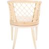 SAFAVIEH Home Collection – Carlotta Natural Rattan Arm Chair with White Cotton Cushion, Coastal Bistro Accent Chair for Dining, Living Room, Bedroom or Office (SEA4013B)(Natural/White Washed)