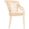 SAFAVIEH Home Collection – Carlotta Natural Rattan Arm Chair with White Cotton Cushion, Coastal Bistro Accent Chair for Dining, Living Room, Bedroom or Office (SEA4013B)(Natural/White Washed)