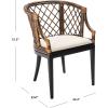 SAFAVIEH Home Collection – Carlotta Natural Rattan Arm Chair with White Cotton Cushion, Coastal Bistro Accent Chair for Dining, Living Room, Bedroom or Office (SEA4013B)(Brown / Black)