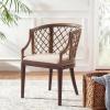 SAFAVIEH Home Collection – Carlotta Natural Rattan Arm Chair with White Cotton Cushion, Coastal Bistro Accent Chair for Dining, Living Room, Bedroom or Office (SEA4013B)(Greige / White)