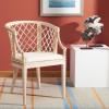 SAFAVIEH Home Collection – Carlotta Natural Rattan Arm Chair with White Cotton Cushion, Coastal Bistro Accent Chair for Dining, Living Room, Bedroom or Office (SEA4013B)(Natural/White Washed)