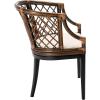 SAFAVIEH Home Collection – Carlotta Natural Rattan Arm Chair with White Cotton Cushion, Coastal Bistro Accent Chair for Dining, Living Room, Bedroom or Office (SEA4013B)(Brown / Black)