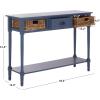 SAFAVIEH Home Collection – Christa Entryway Console Table, Blue Solid Wood 3-Drawer Storage Sofa Table with Rattan Baskets (AMH5737H)(Blue)
