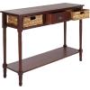SAFAVIEH Home Collection – Christa Entryway Console Table, Blue Solid Wood 3-Drawer Storage Sofa Table with Rattan Baskets (AMH5737H)(Cherry)